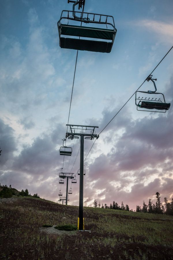 Mammoth Mountain Ski Area chair lifts - in the summer