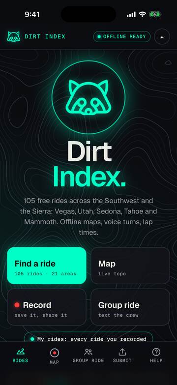 The ride list with search and filters
